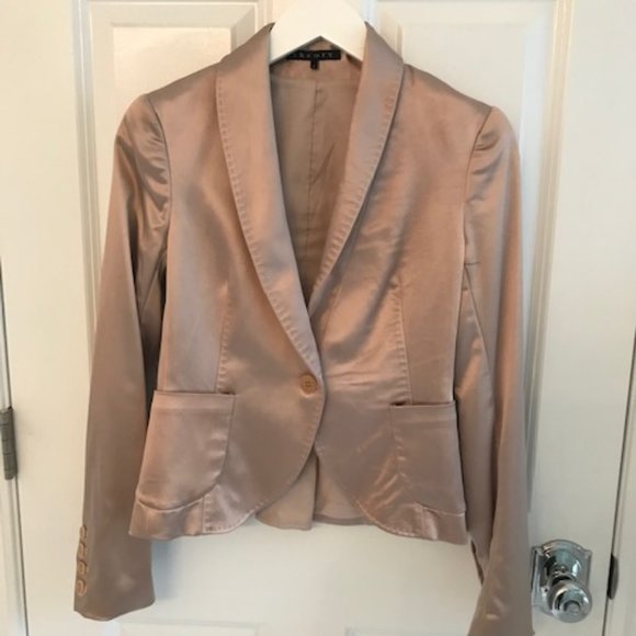 Theory Beige Satin Blazer - Picture 3 of 5